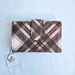 Mundi Women's Indexer RFID Wallet Plaid ID, Credit Cards Slots Beige Red New